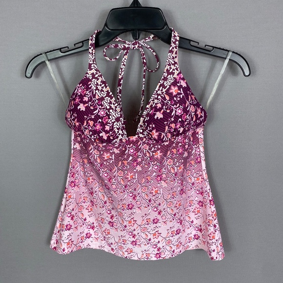Lucky Brand Womens Floral Color Block Tankini TOP ONLY in Pink Size XS - Picture 3 of 8